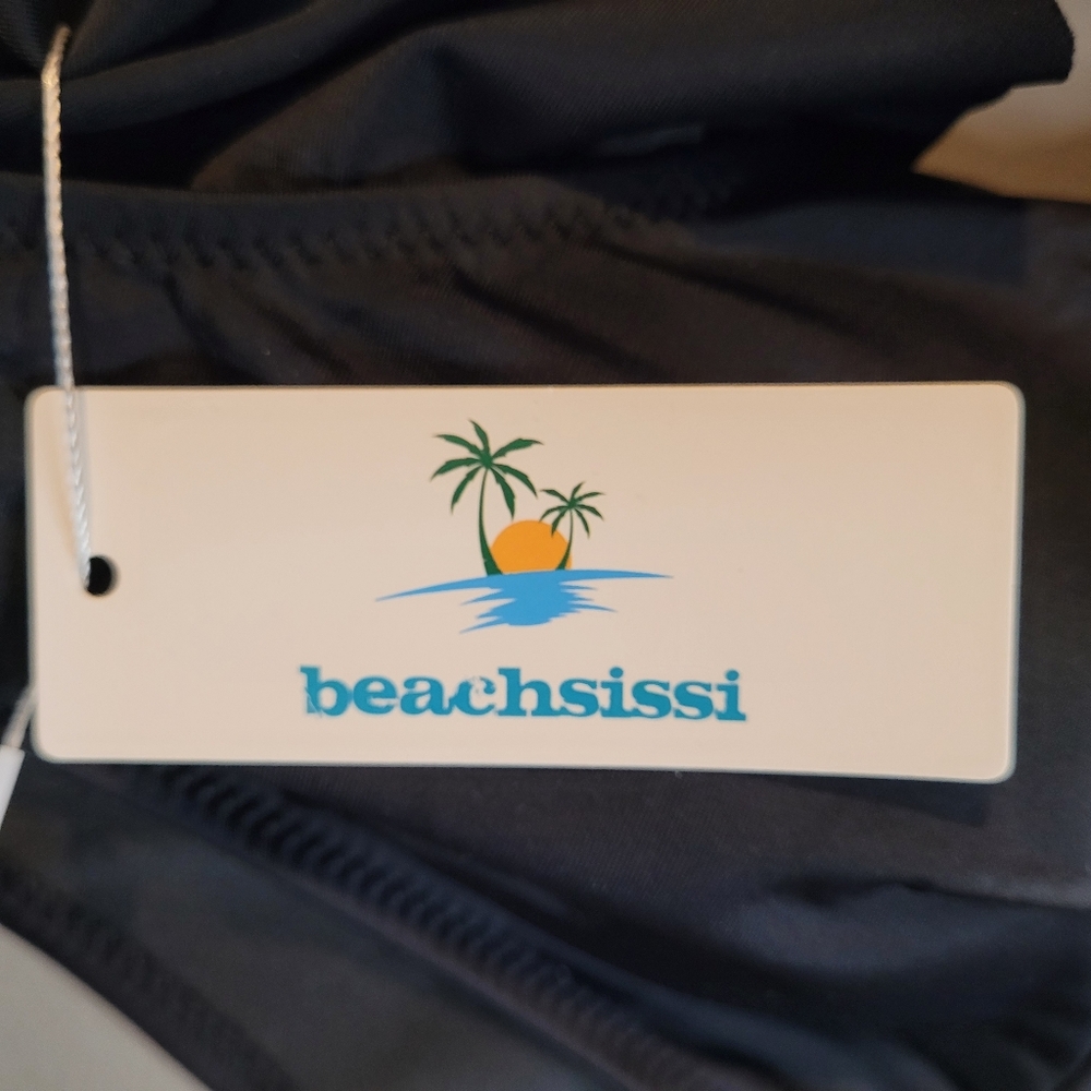 NEW Beachsissi Swim Top Womens Medium V Neck Tankini Top Ruffled Shoulder - Picture 6 of 7